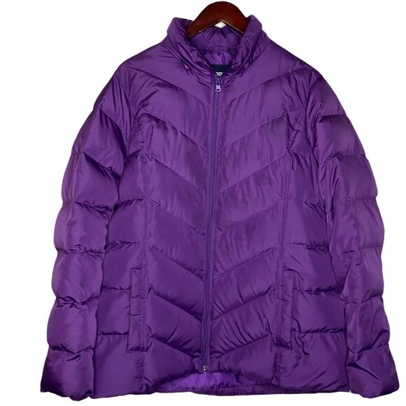 Lands End Down Blend Insulated Puffer Jacket Purple  XL - Picture 1 of 13